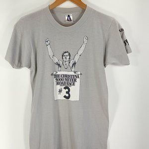 Vtg The Christina 5000 Meter Runner Graphic T-Shirt Mens Med America Project 80s